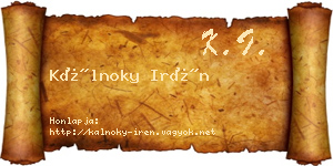 Kálnoky Irén névjegykártya